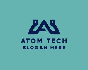 Blue Tech Letter A logo design