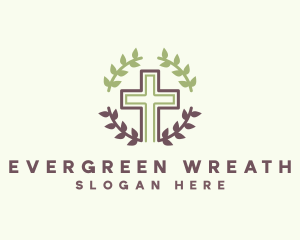 Christian Cross Wreath  logo design