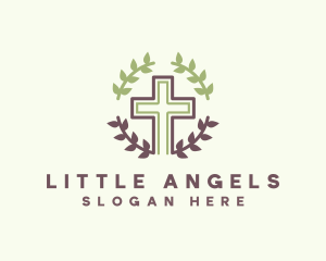 Christian Cross Wreath  logo design