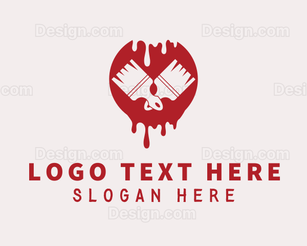 Red Paint Brush Painting Logo