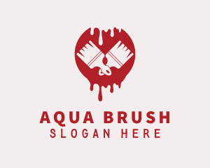 Red Paint Brush Painting logo design