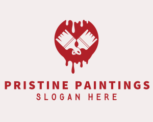 Red Paint Brush Painting logo design