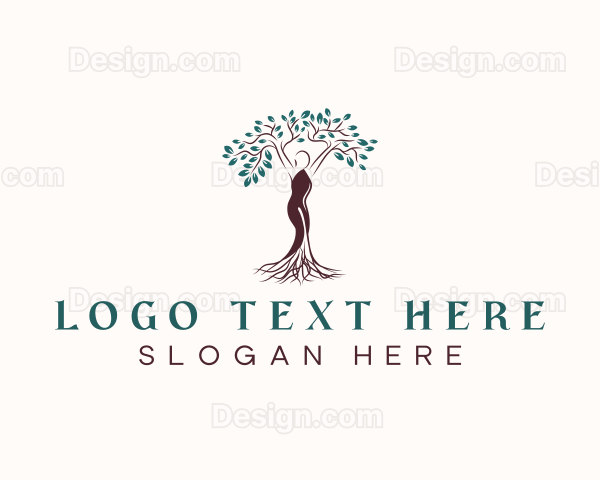 Beauty Organic Tree Woman Logo