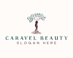 Beauty Organic Tree Woman logo design