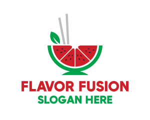 Watermelon Fruit Chopsticks logo design