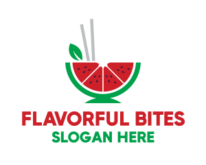 Watermelon Fruit Chopsticks logo design