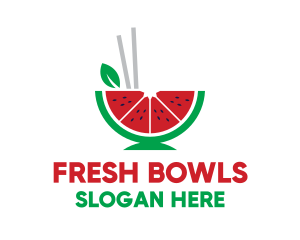 Watermelon Fruit Chopsticks logo design