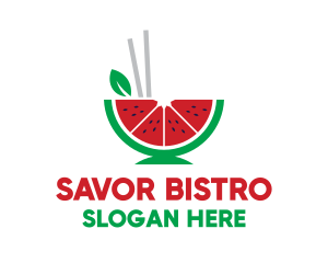 Watermelon Fruit Chopsticks logo design