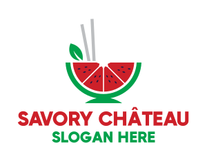 Watermelon Fruit Chopsticks logo design