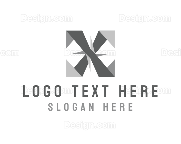 Origami Tile Pattern Letter X Logo