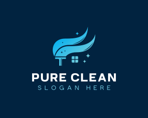 Clean Mop Janitorial Disinfection logo design