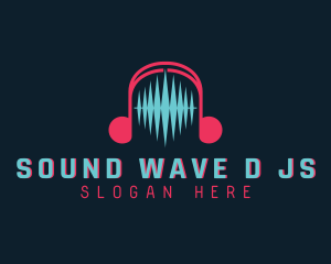 Audio Soundwave Headphones logo design