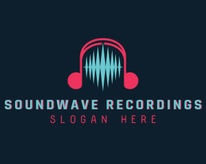 Audio Soundwave Headphones logo design