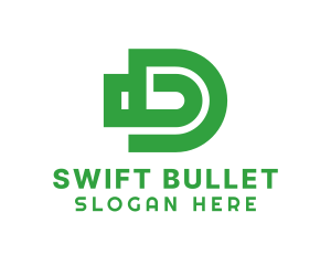 Green Bullet Letter D logo