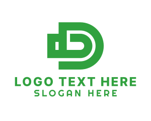 Range - Green Bullet Letter D logo design