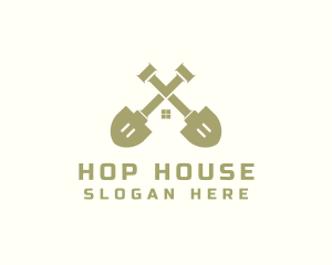 Shovel House Construction Tools logo design