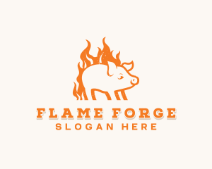 Flame Pork Barbecue logo design