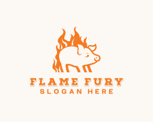 Flame Pork Barbecue logo design