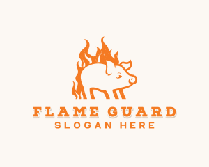 Flame Pork Barbecue logo design