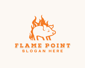 Flame Pork Barbecue logo design