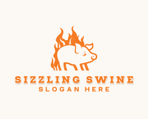 Flame Pork Barbecue logo design