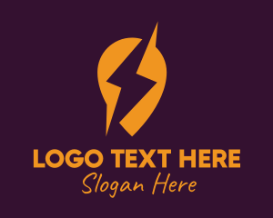 Powerful - Energy Lightning Pin logo design
