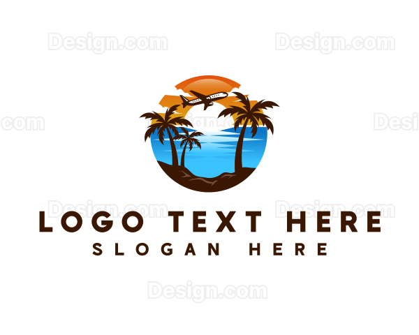 Airplane Travel Beach Logo