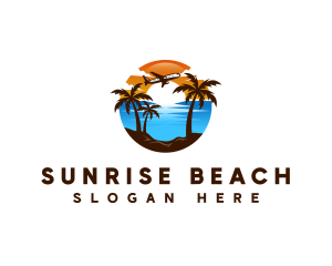 Airplane Travel Beach logo design