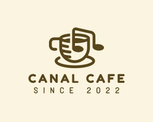 Minimalist Music Cafe Coffee logo design