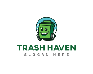 Trash Bin Mascot logo design