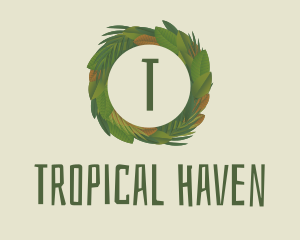 Summer Tropical Wreath Letter logo design