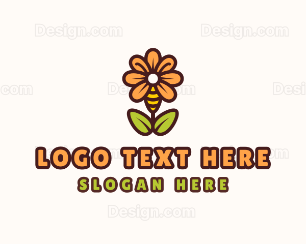 Bee Flower Plant Logo