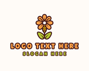 Bee Flower Plant logo