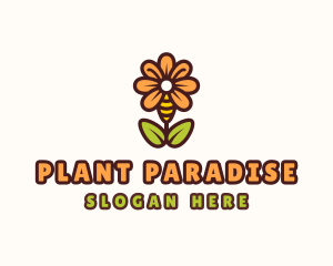 Bee Flower Plant logo design