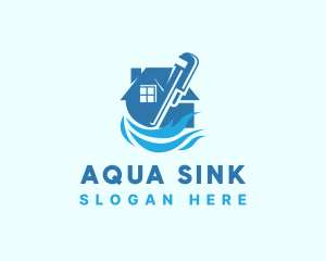 House Water Plumbing Wrench logo design