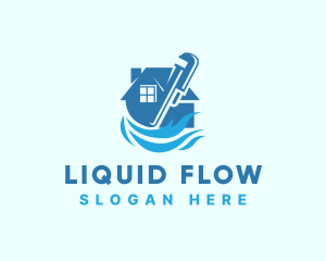 House Water Plumbing Wrench logo design