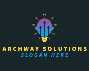 Lightbulb Head Arrow logo design