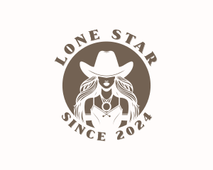 Woman Western Cowgirl logo design