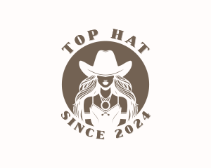 Woman Western Cowgirl logo design