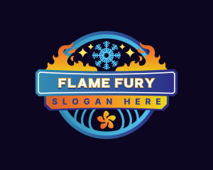 Fan Heating Cooling HVAC logo design