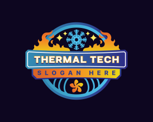 Fan Heating Cooling HVAC logo design