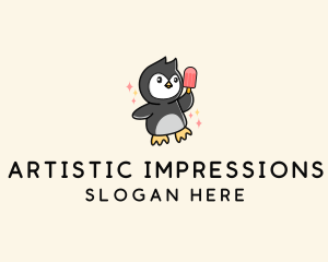 Penguin Ice Popsicle logo design