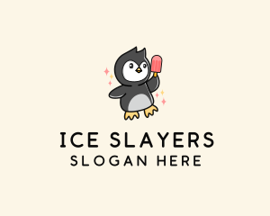 Penguin Ice Popsicle logo design