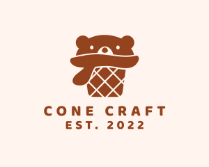 Bear Ice Cream Cone logo design