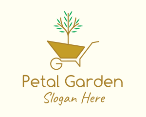 Golden Plant Wheelbarrow logo design