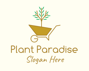 Golden Plant Wheelbarrow logo design