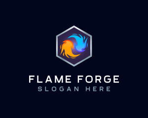 HVAC Hot Cold Fire logo design