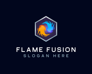 HVAC Hot Cold Fire logo design