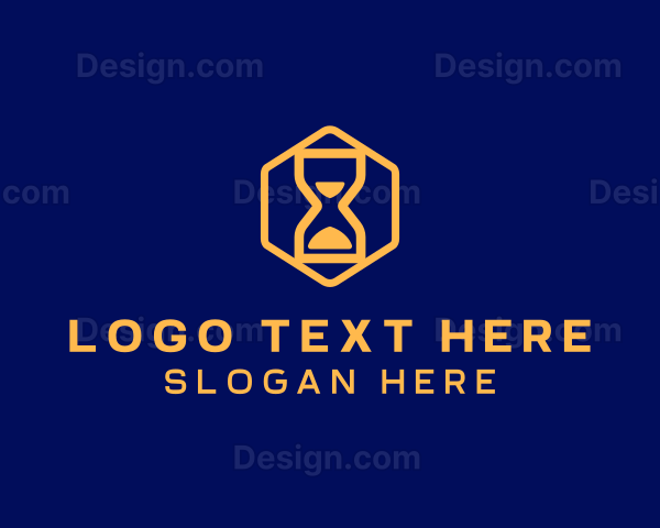 Hourglass Hexagon Clock Logo