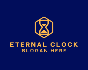 Hourglass Hexagon Clock logo design